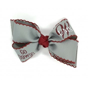 UMS-Wright (Gray) / Cranberry Pico Stitch Bow - 5 Inch